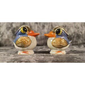 Vintage Japan Lustreware Bird Salt & Pepper Shakers Hand-Painted Ceramic Collect